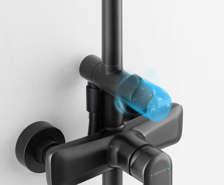 Душевая система с изливом Arrow AG3311BC черный